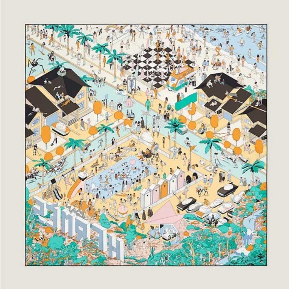 🏝️⛱️ New Hermes on The Beach scarf 90